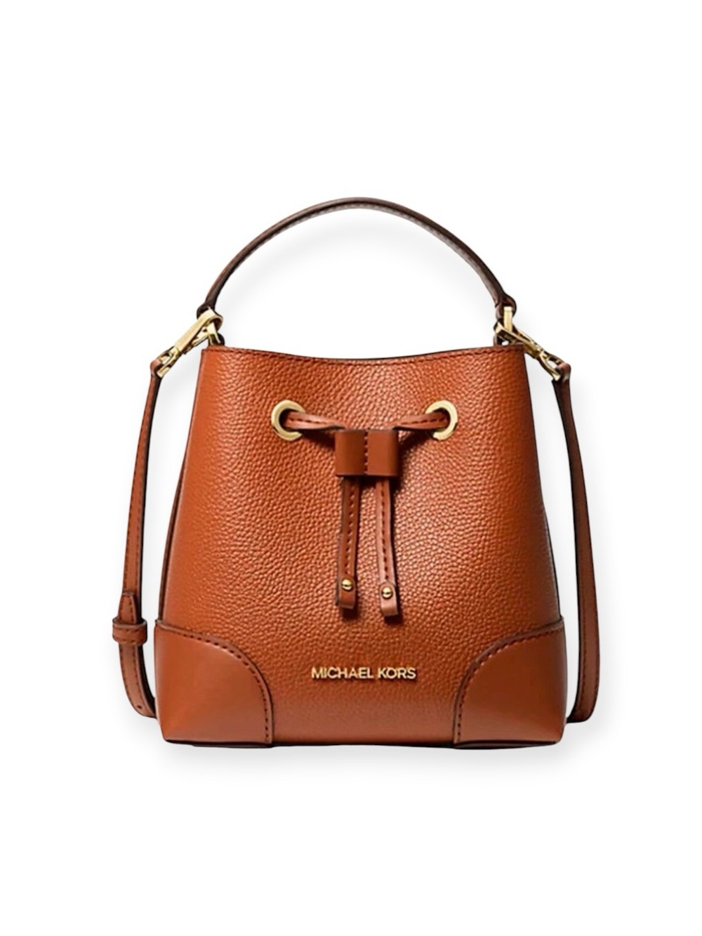 MICHAEL MICHAEL KORS Luggage Mercer Small Pebbled Leather Bucket Bag NWT